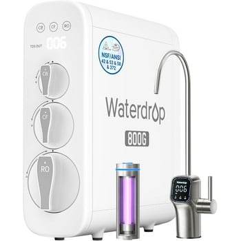 Waterdrop G3P800 Reverse Osmosis System, 800 GPD Fast Flow, NSF/ANSI 42 & 53 & 58 & 372 Certified, 3:1 Pure to Drain, Tankless Under Sink RO Water Filter System, LED Purifier, Smart Faucet