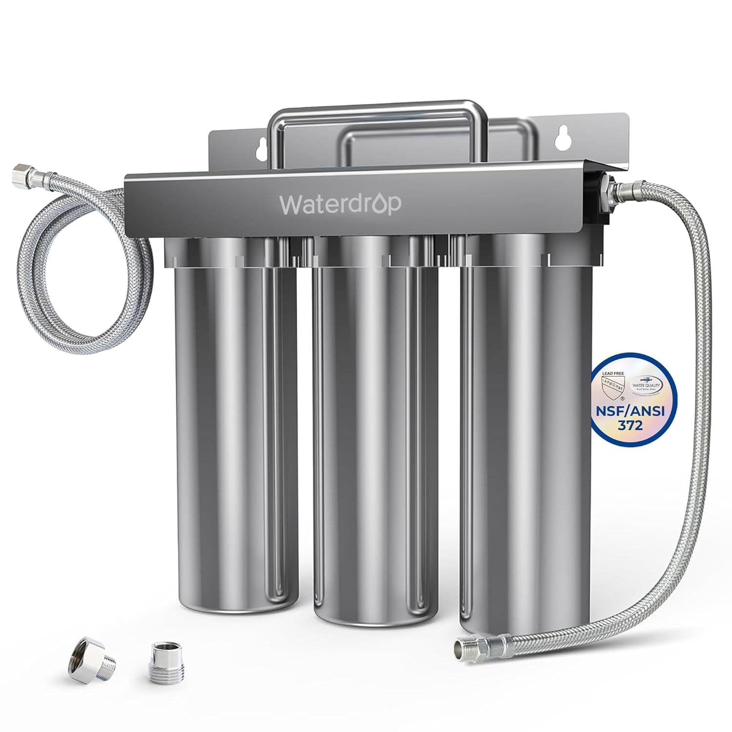 Waterdrop TST-UF 0.01μm Ultra-Filtration Under Sink Water Filter System, Stainless Steel Water Filter for Sink, 5X Service Life Under Sink Water Filtration System