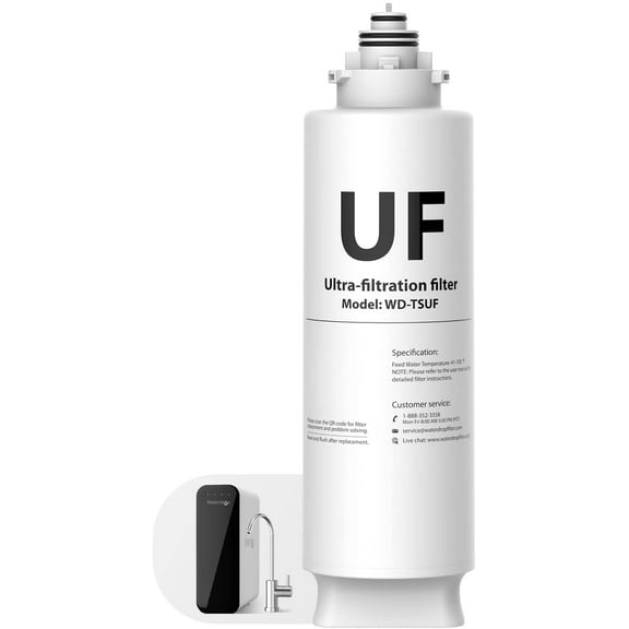 Waterdrop TSUF Ultra-Filtration Under Sink Water Filter, 0.01 Micron, Replacement TSU-W 3-Stage Ultra-Filtration Under Sink Water Filter System, 4000Gallons High Capacity. 1 Pack