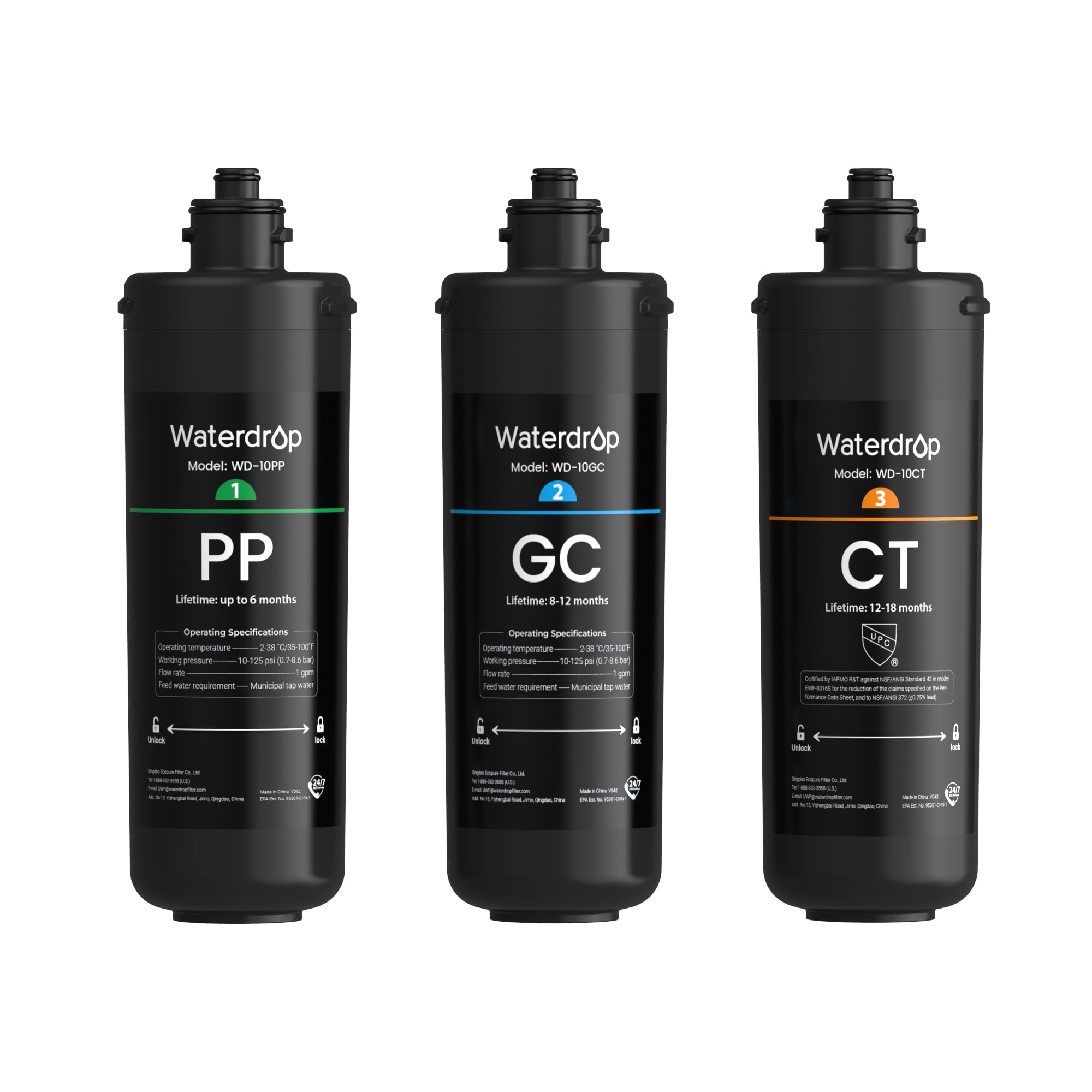 Waterdrop Under Sink Water Filter, Replacement for Waterdrop TSA & TSB &TSB-CM 3-stage Under Sink Water Filter System