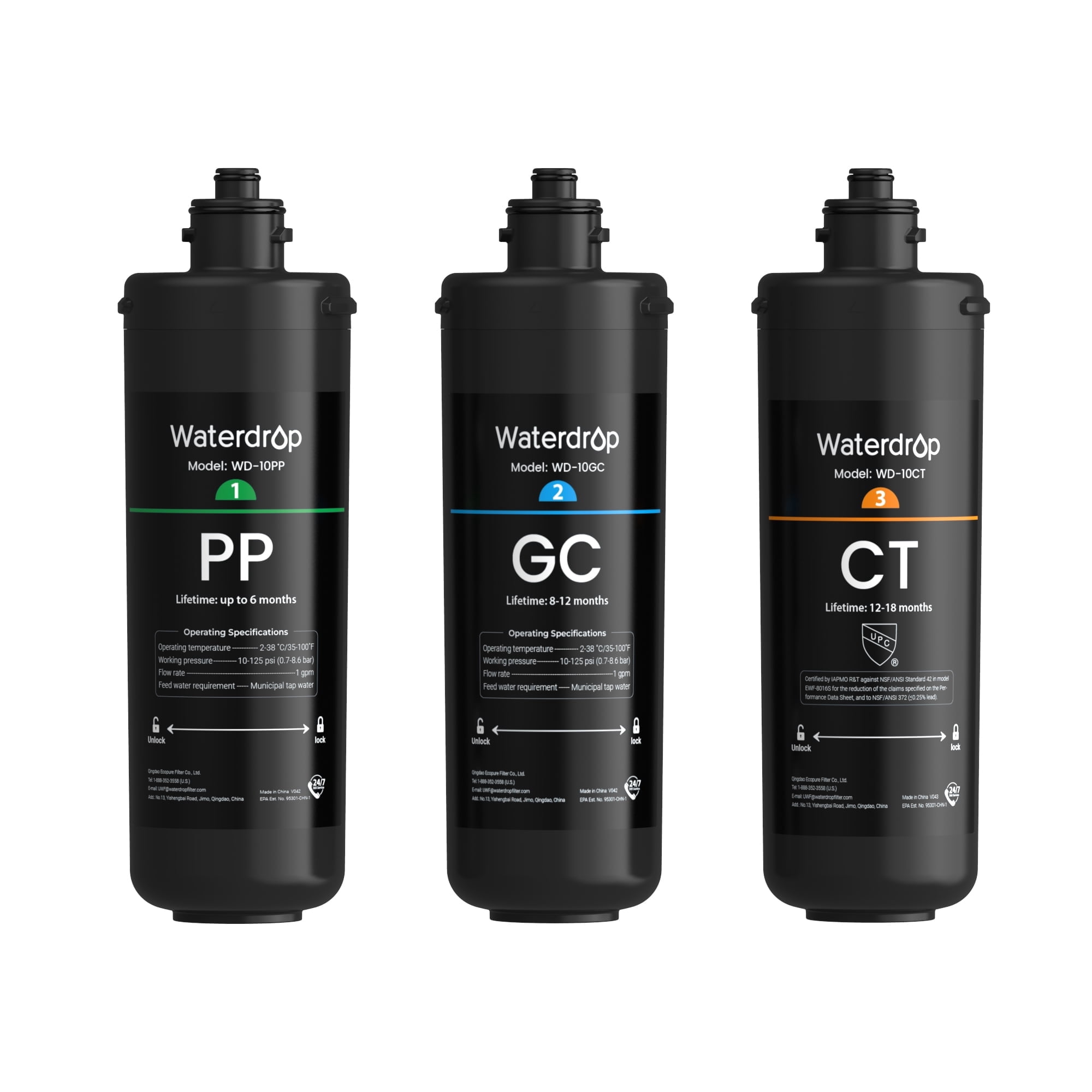 Waterdrop Under Sink Water Filter, Replacement for Waterdrop TSA & TSB &TSB-CM 3-stage Under Sink Water Filter System