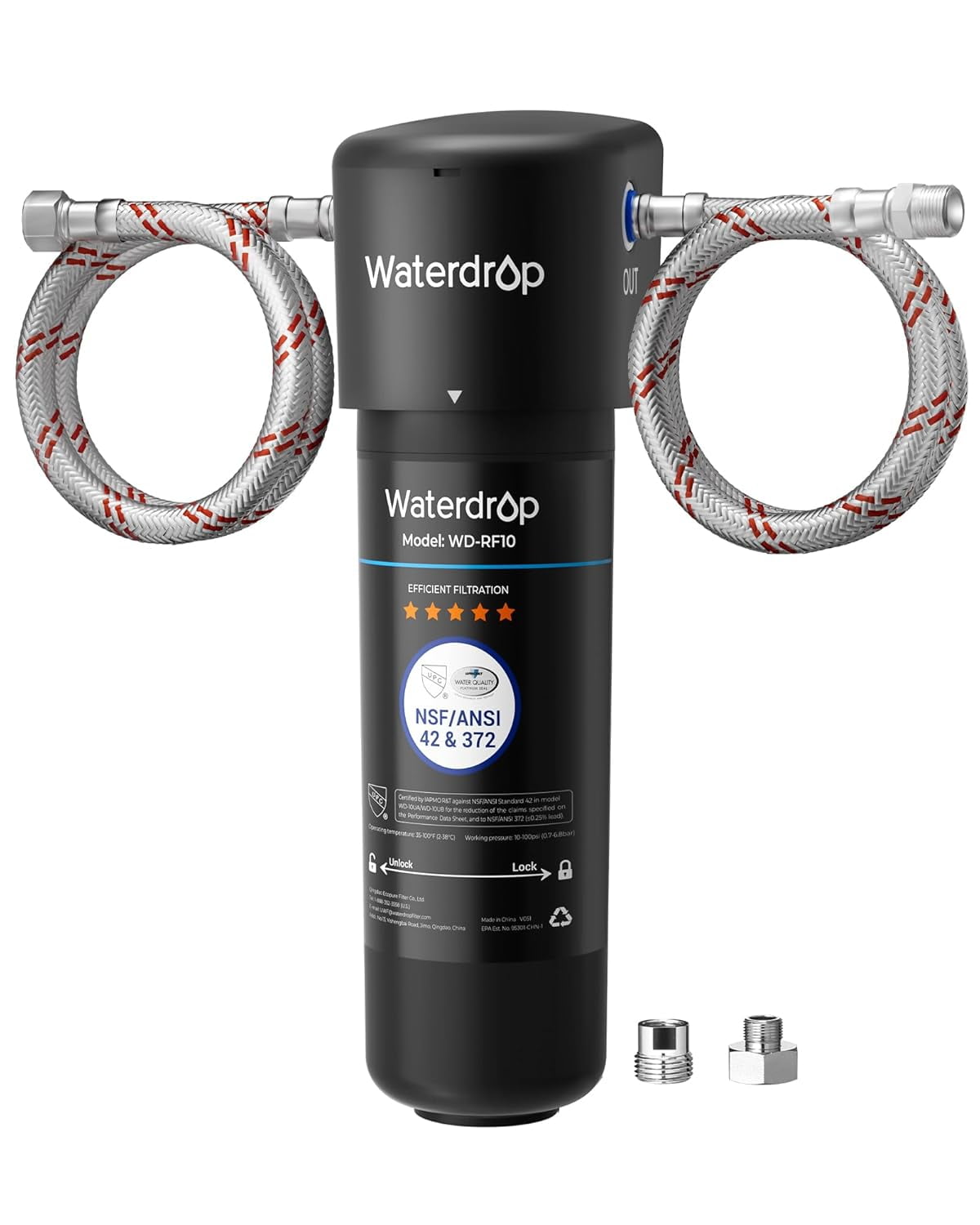 Waterdrop Under Sink Water Filter System 10UA, 8000 Gallons Ultra High Capacity Main Faucet Under Counter Water Filtration System