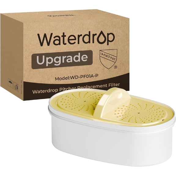 Waterdrop Upgrade NSF 53&42&372 Certified Replacement Filters, for All Waterdrop Pitcher and Dispenser, Reduces PFAS, PFOA/PFOS, Chlorine, Cadmium, Copper, Mercury, 1 Pack, Color May Vary