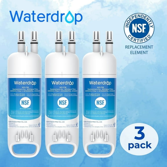 Waterdrop EDR1RXD1 Water Filter Replacement 3 Pack - Compatible with Everydrop® Filter 1, Kenmore® EDR1RXD1B, P8RFWB2L, P4RFWB, 46-9081, 46-9930, WD-F38