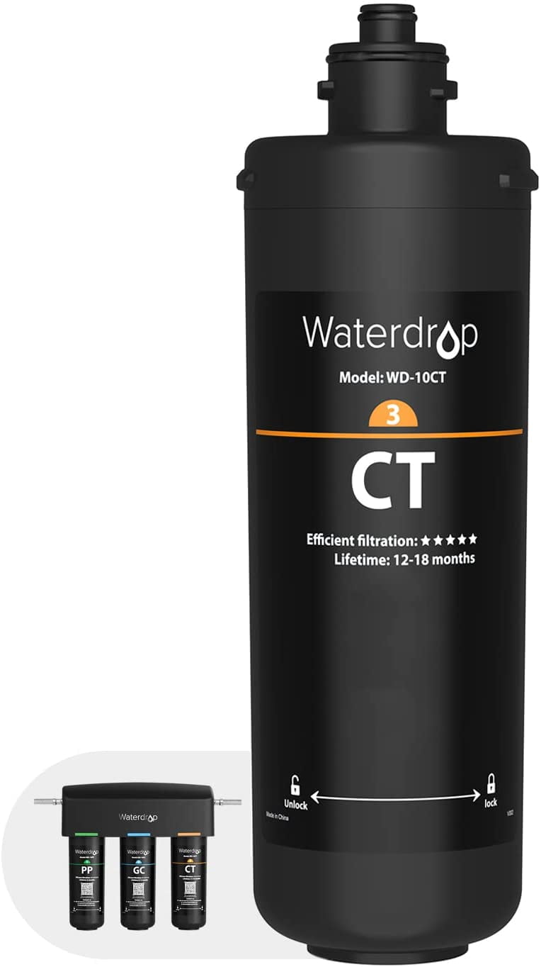 Waterdrop WD-10CT Under Sink Water Filter, Replacement TSA & TSB 3-Stage Under Sink Water Filter System