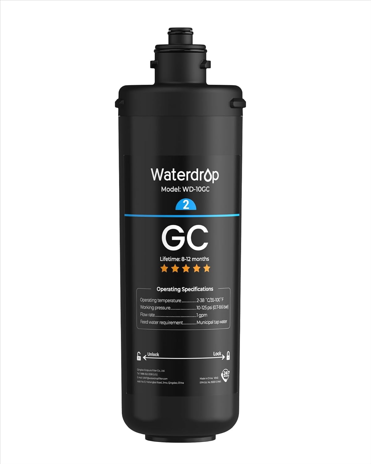 Waterdrop WD-10GC Under Sink Water Filter, Replacement for Waterdrop TSA & TSB & TSB cm 3-Stage Under Sink Water Filter System