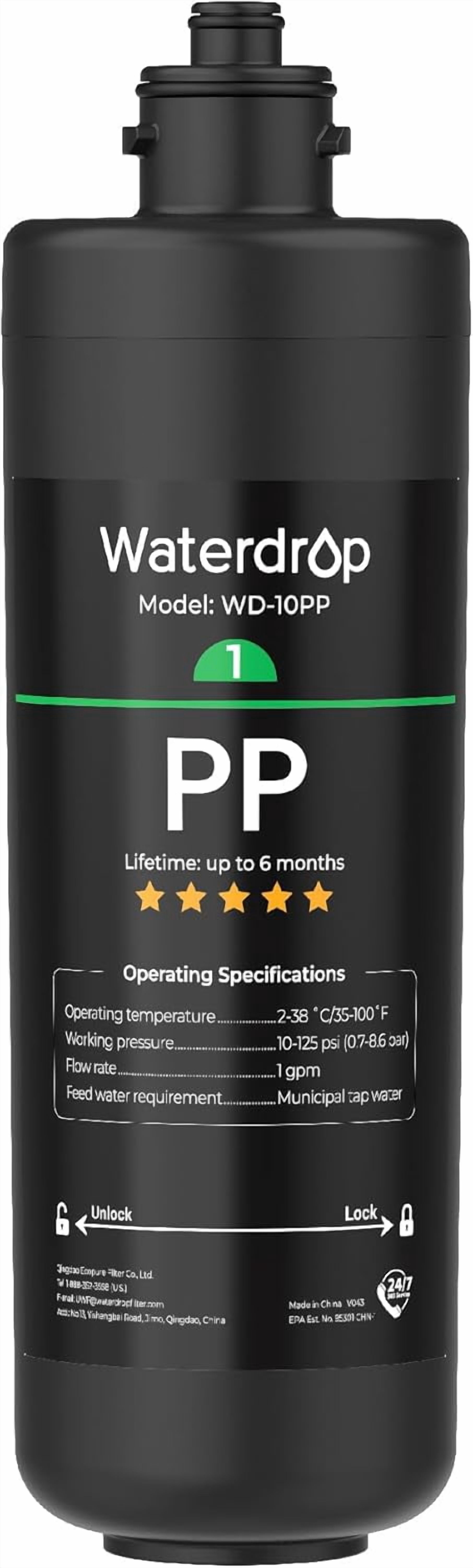 Waterdrop WD-10PP Under Sink Water Filter, Replacement TSA & TSB 3-Stage Under Sink Water Filter System