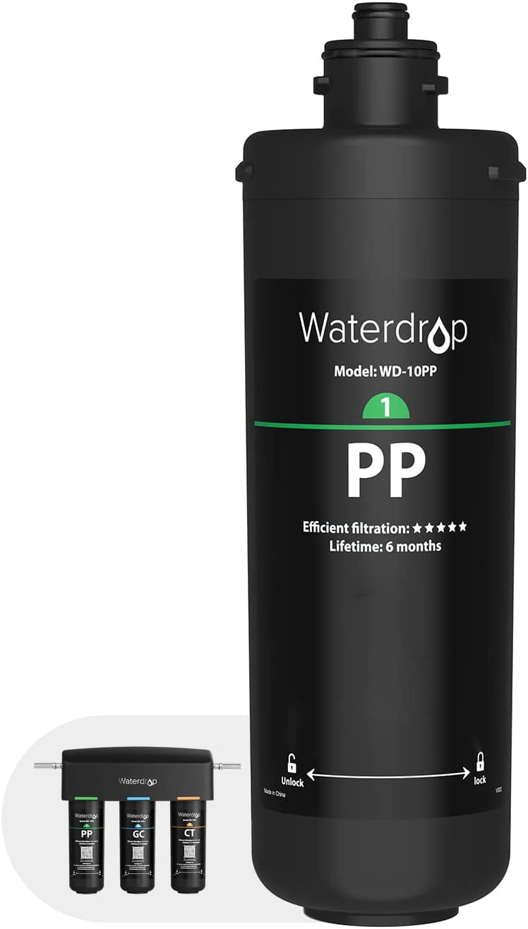Waterdrop WD-10PP Under Sink Water Filter, Replacement TSA & TSB 3-Stage Under Sink Water Filter System