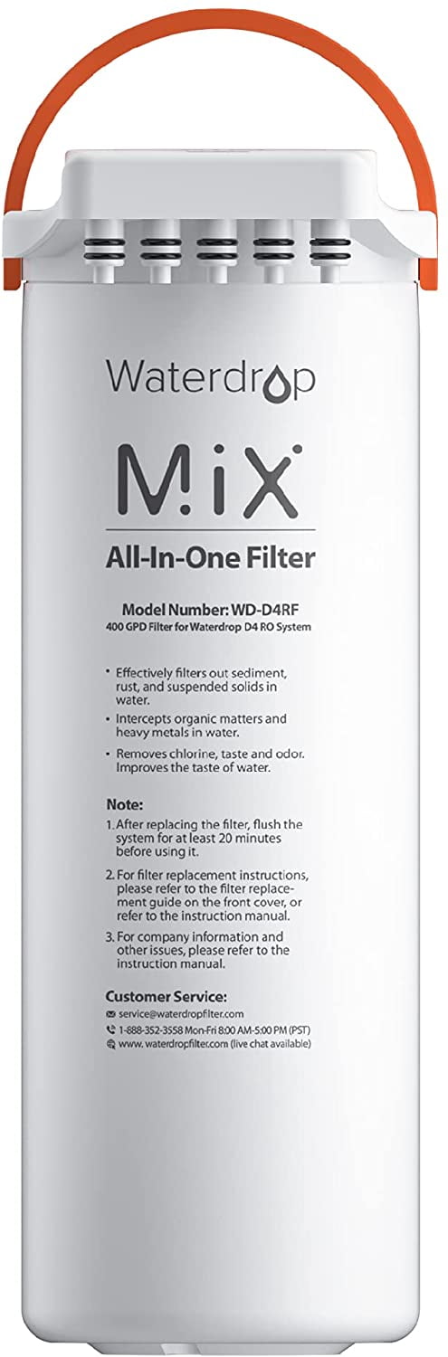 Waterdrop WD-D4RF Filter, Replacement for WD-D4-W Reverse Osmosis System, 1-year Lifetime