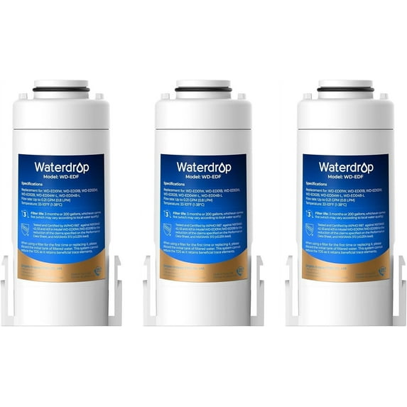 Waterdrop WD-EDF Replacement Filters for Waterdrop Electirc Water Filter Pitcher WD-ED01/ED02/ED04/ED01AEDC01/, 3 Months or 200 Gallons, NSF/ANSI 401&53&42, 3 Filters