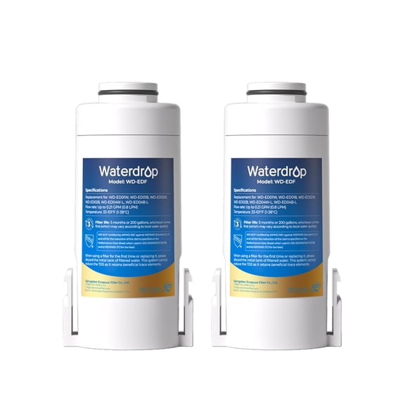 Waterdrop WD-EDF Replacement Filters for Waterdrop Electric Water Filter Pitcher WD-ED01/ED02/ED04, 3 Months or 200 Gallons, 2 Filters