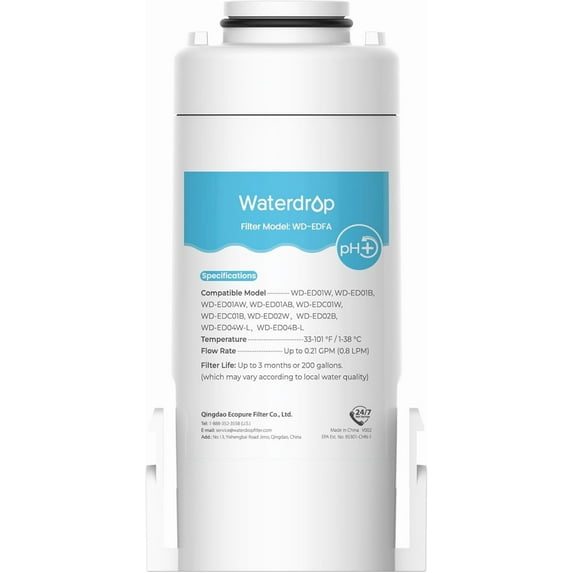 Waterdrop WD-EDFA Alkaline Filters Replacement for Waterdrop Electric Pitcher WD-ED01/ED02/ED04/ED01A/EDC01, Improve PH, 3 Months or 200 Gallons, 1 Filter