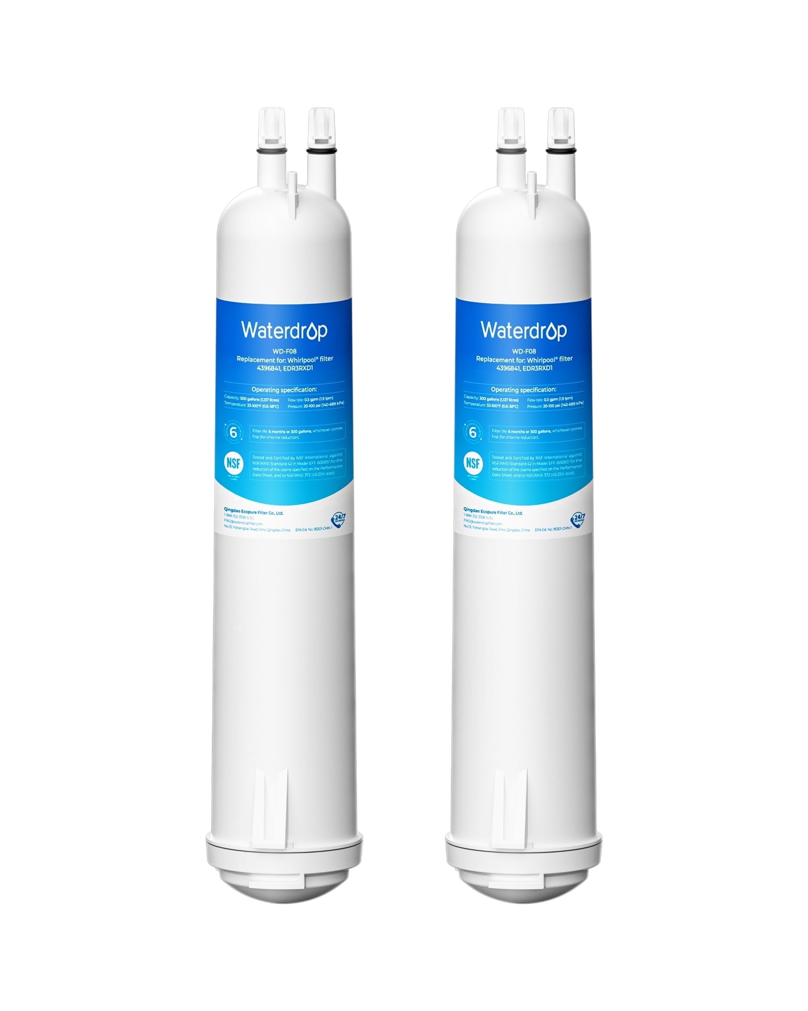 Waterdrop WD-F08 Replacement for 4396841, Everydrop® Filter 3, EDR3RXD1, 4396710, Kenmore® 46-9083, 46-9030, Refrigerator Water Filter, 2  Filters