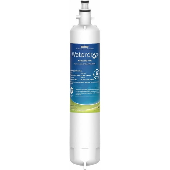 Waterdrop WD-F19C Replacement for GE® RPWFE®, RPWF (with CHIP) Refrigerator Water Filter, Compatible with GFE28GBLTS, GFE28GGKBB, GFE28GSKSS, PFE28KSKSS, PFE28KMKES, Package May Vary