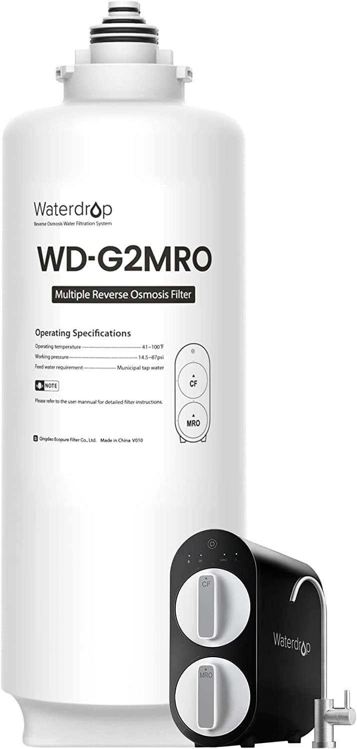 Waterdrop WD-G2-W Reverse Osmosis Water Filtration System with WD-G2CF Repl＿並行輸入品 Waterdrop Reverse Osmosis Tankless Water Filter - G2 RO Undersink Seri
