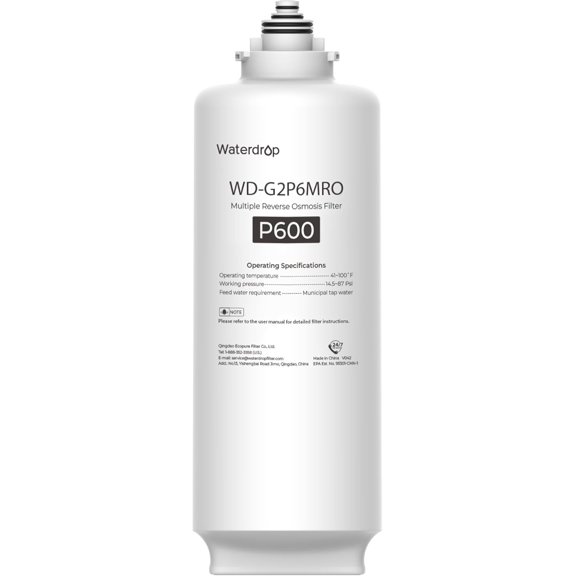 Waterdrop WD-G2P600-RO Filter, Replacement for WD-G2P600-W Reverse Osmosis System, 2-year Lifetime, Reduce PFAS