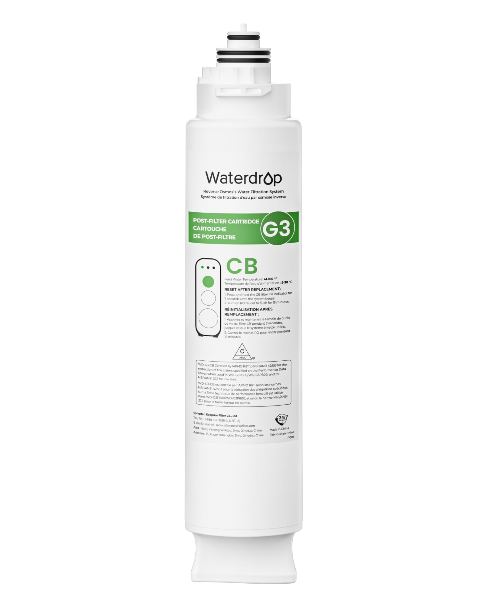 Waterdrop WD-G3-CB Filter, Replacement for WD-G3-W, WD-G3P600 and WD-G3P800-W Reverse Osmosis System, 1-year Lifetime