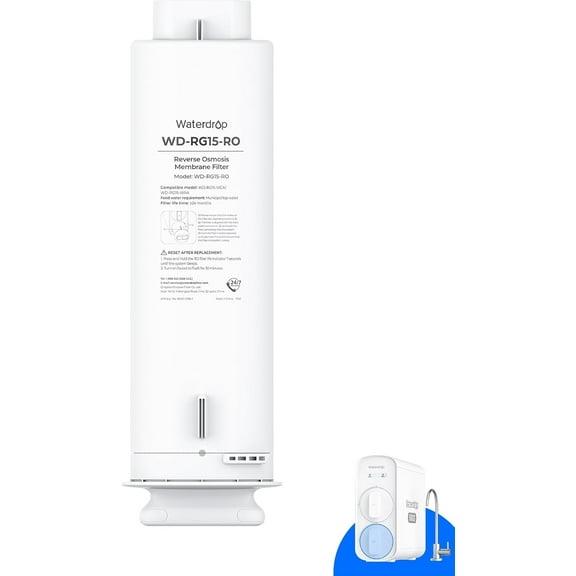 Waterdrop WD-G5P500-RO Filter, Replacement for WD-G5P500 & WD-G5P500A Undersink Reverse Osmosis System, 24-month Lifetime