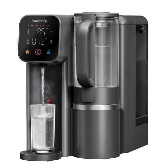 Waterdrop WD-M6H Instant Hot Reverse Osmosis System Countertop Water Filter, 7-Stage, 3:1 Pure to Drain, Hot Water Dispenser with 5 Temperature Options, RO System with Glass Pitcher, BPA-Free