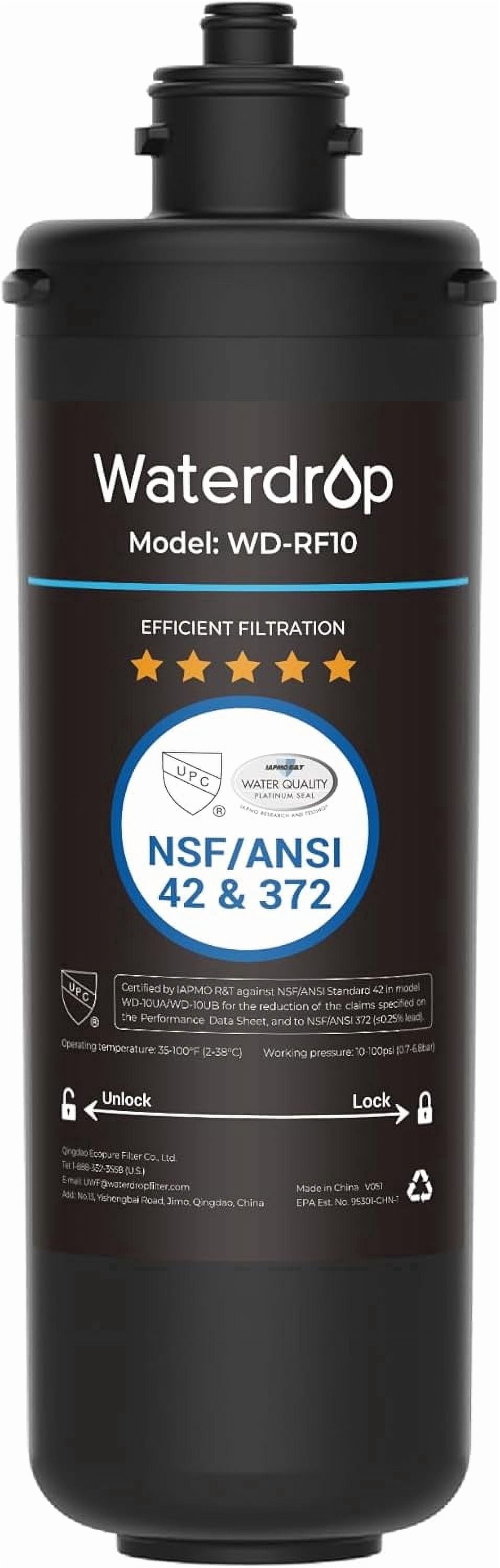 Waterdrop WD-RF10 Under Sink Water Filter, Replacement 10UA Under Counter Water Filtration System, 8000 Gallons High Capacity