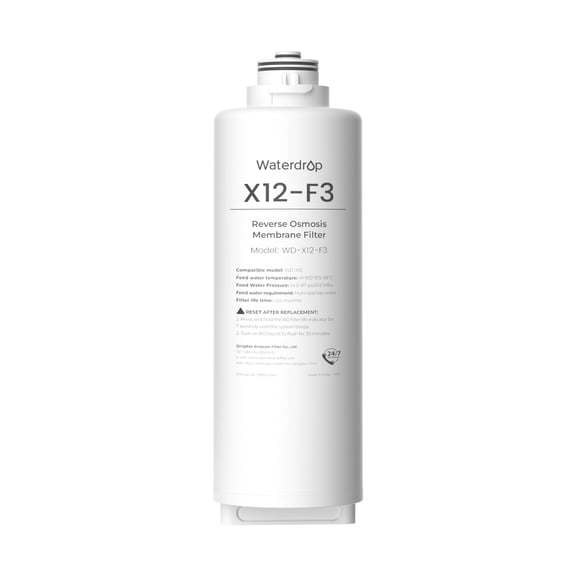 Waterdrop WD-X12-F3 Filter, Replacement for WD-X12-Basic & WD-X12-Alkaline & WD-X12-PRO 1200 GPD Reverse Osmosis System, 24-month Lifetime, Reduce PFAS