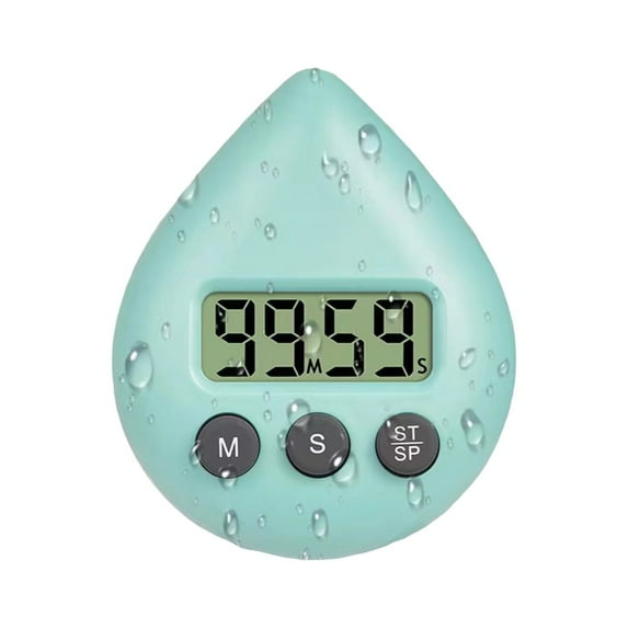 Waterdrop Waterproof Timer Shower-Proof Splash Timer Suction Type Punch-Free Bathroom Timer-Light Blue