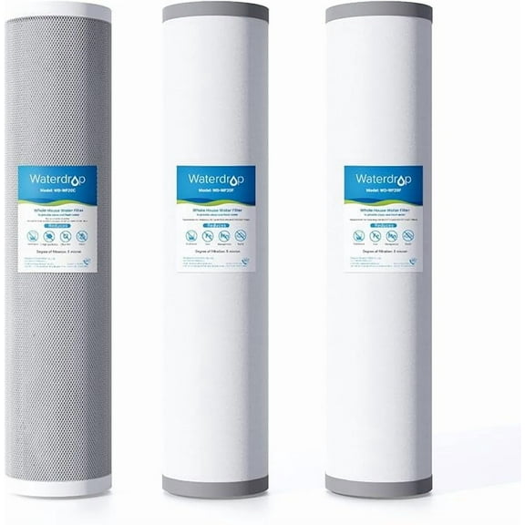 Waterdrop Whole House Water Filter,Carbon Filter, Reduce Iron & Manganese Filter Cartridge, Replacement for Any 20" x 4.5" System, 5 Micron, WD-WF20FG