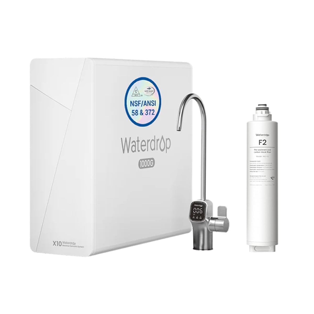 Waterdrop X10-Basic Reverse Osmosis System,1000 GPD Tankless RO Water Filter, 9-Stage Filtration Undersink RO Filtration System, with 1 Free filter