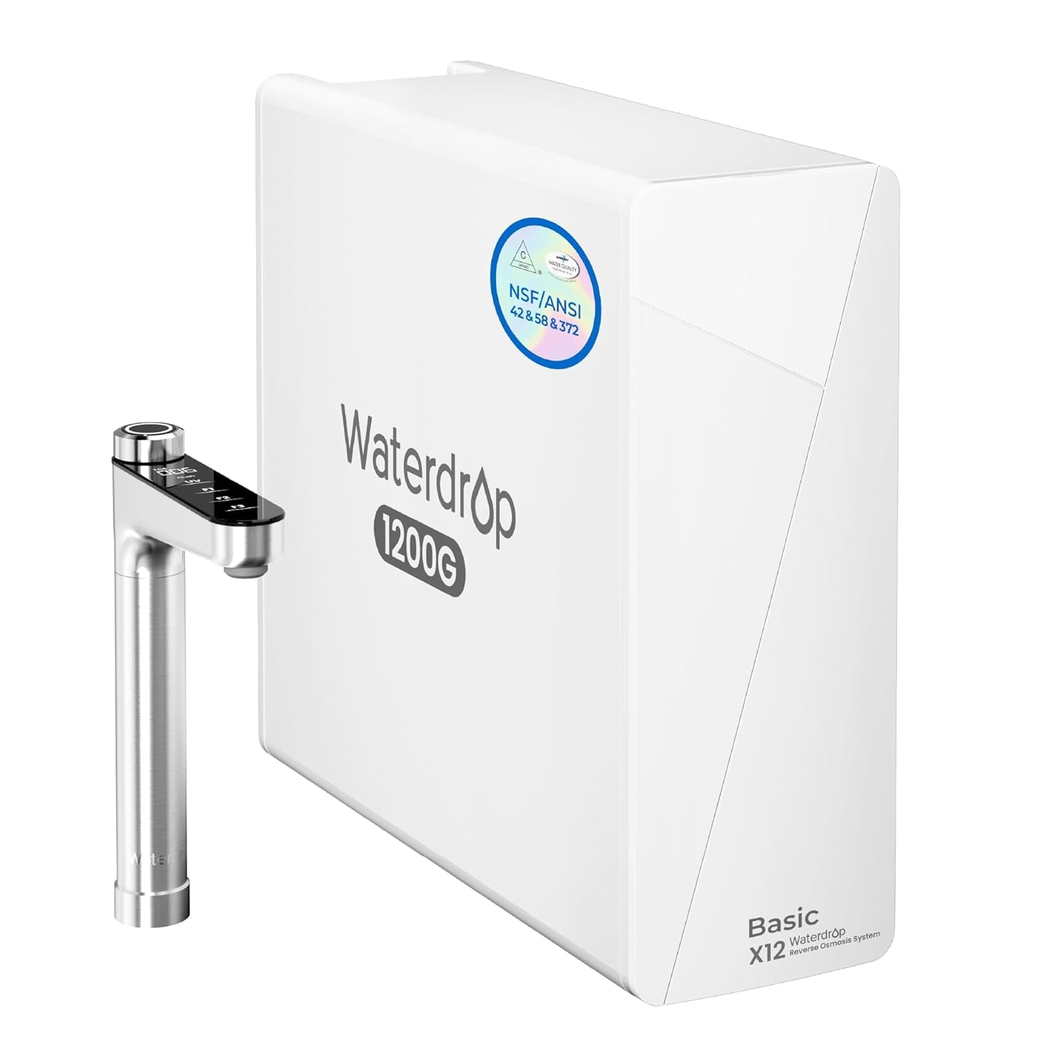 Waterdrop X12-Basic Tankless RO Water Filte 1200 GPD Undersink Reverse Osmosis System, 10-Stage Filtration RO Water Filtration System, 3:1 Pure to Drain, BPA Free