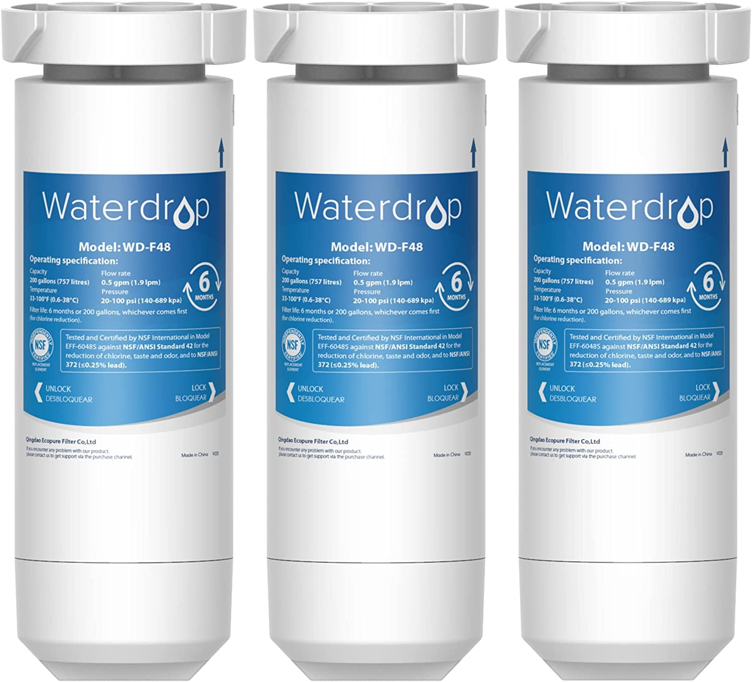 Waterdrop XWF Refrigerator Water Filter, Replacement for GE® XWF (WR17X30702) NSF 42 & 372