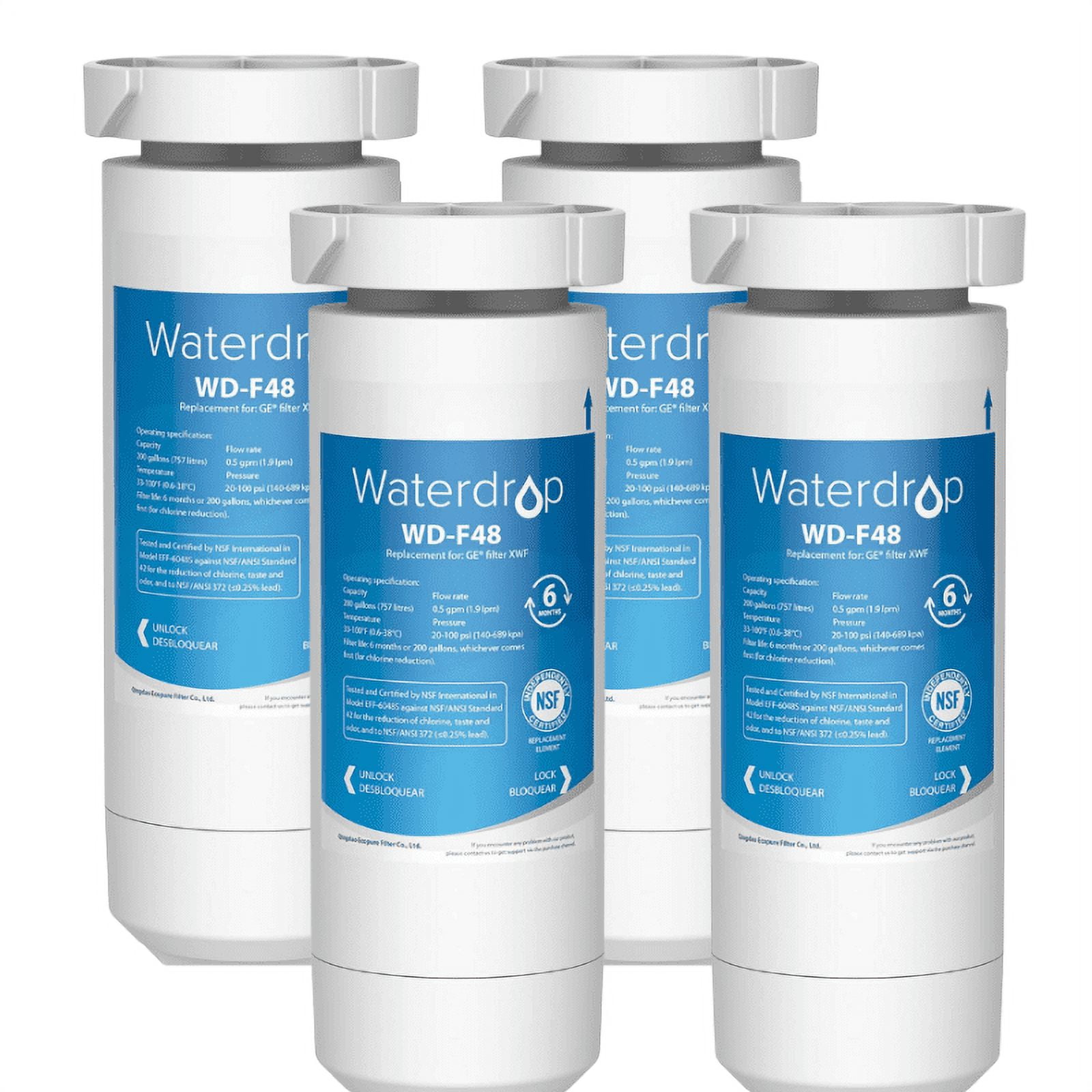 Waterdrop XWF Refrigerator Water Filter, Replacement for GE® XWF (WR17X30702) NSF 42 & 372