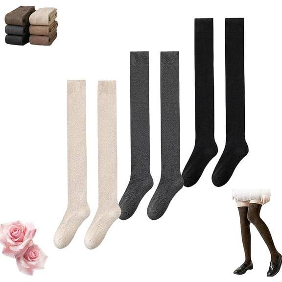 Wateresty Women Thigh High Socks, Wateresty Socks, Cotton Warm Soft Thickened Thighs, Knit Tall Long Boot Stockings