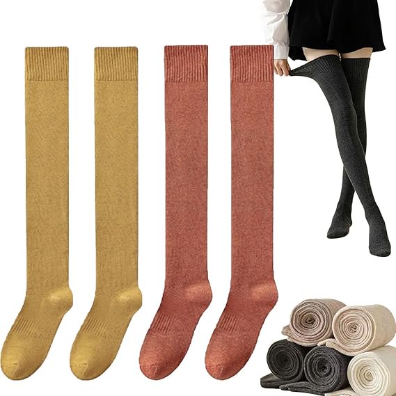 Wateresty Women Thigh High Socks, Women Thigh High Socks, Soft & Anti-Slip Thickened Fleece High Over Knee Thigh Stockings