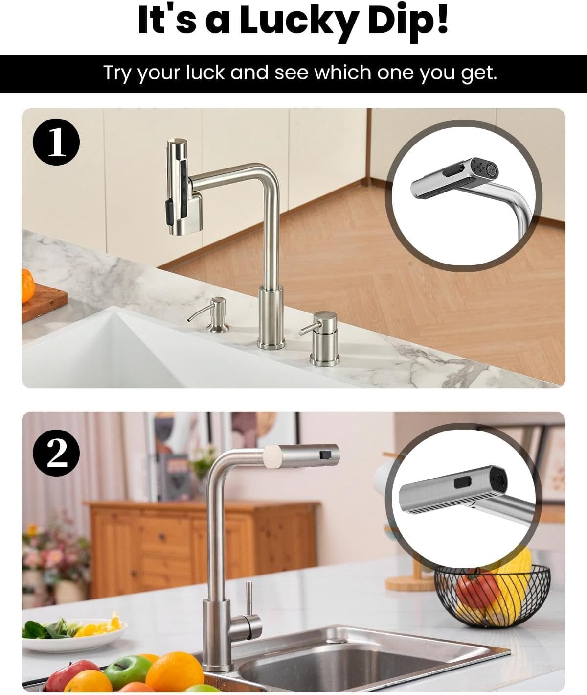 Waterfall 3 Hole Kitchen Sink Faucet with Separate Handle and Soap ...