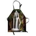 thumbnail image 1 of Waterfall Apron Epic Waterfall down the Cliffs Deep in Forest Natural Wonders Cascade Picture, Unisex Kitchen Bib Apron with Adjustable Neck for Cooking Baking Gardening, White Green, by Ambesonne, 1 of 3