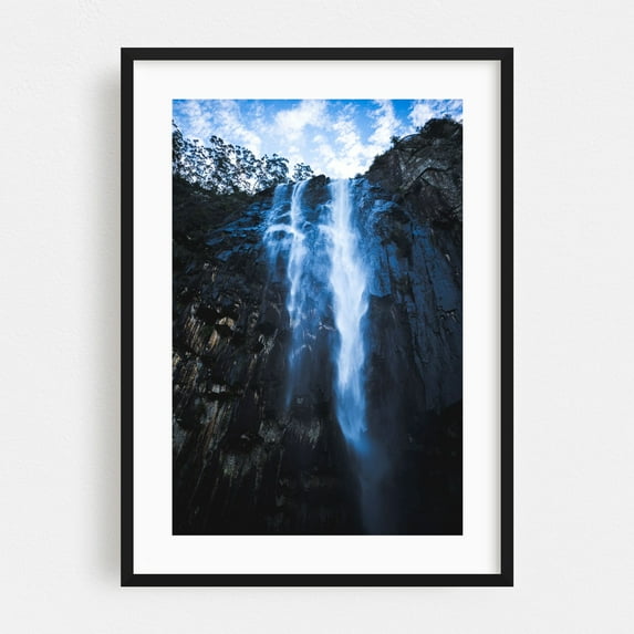 Waterfall - Australia Photography Waterfall Nature Landscape Scenic Wilderness Forest Mountain Black Framed Wall Art Print 16 x 24 inches
