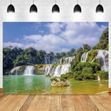 Waterfall Backdrop Spring Nature Landscape River Lake Mountain Forest ...