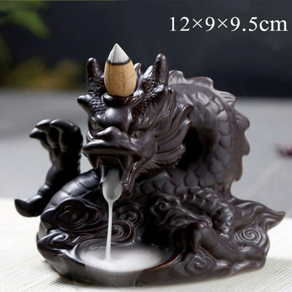 Waterfall Backflow Ceramic Dragon Incense Burner Cone Holder Stand Censer Decors