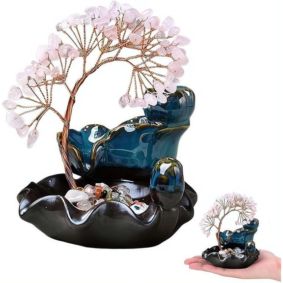 Waterfall Backflow Incense Burner, Crystal Money Tree, Home Decor
