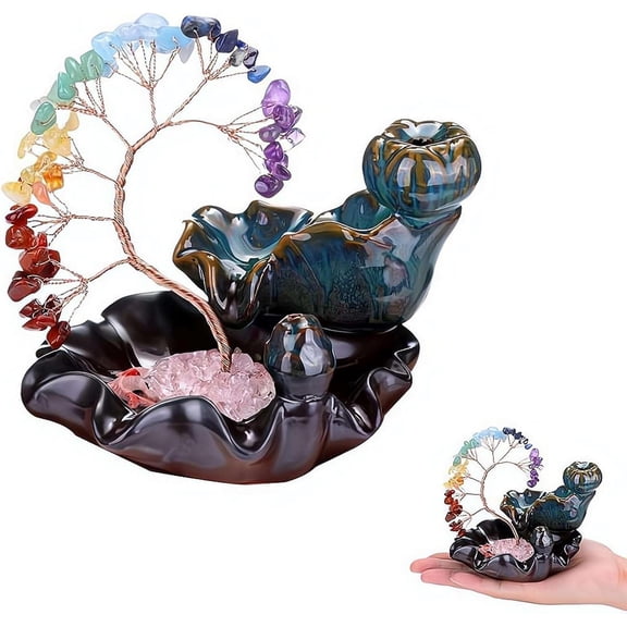 Waterfall Backflow Incense Burner, Crystal Money Tree, Home Decor