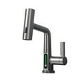 thumbnail image 1 of Waterfall Basin Faucet Pull-Out Kitchen & Bathroom Faucet, Rainfall Temperature Digital Display No Battery SUS604 Stainless Steel, 1 of 12