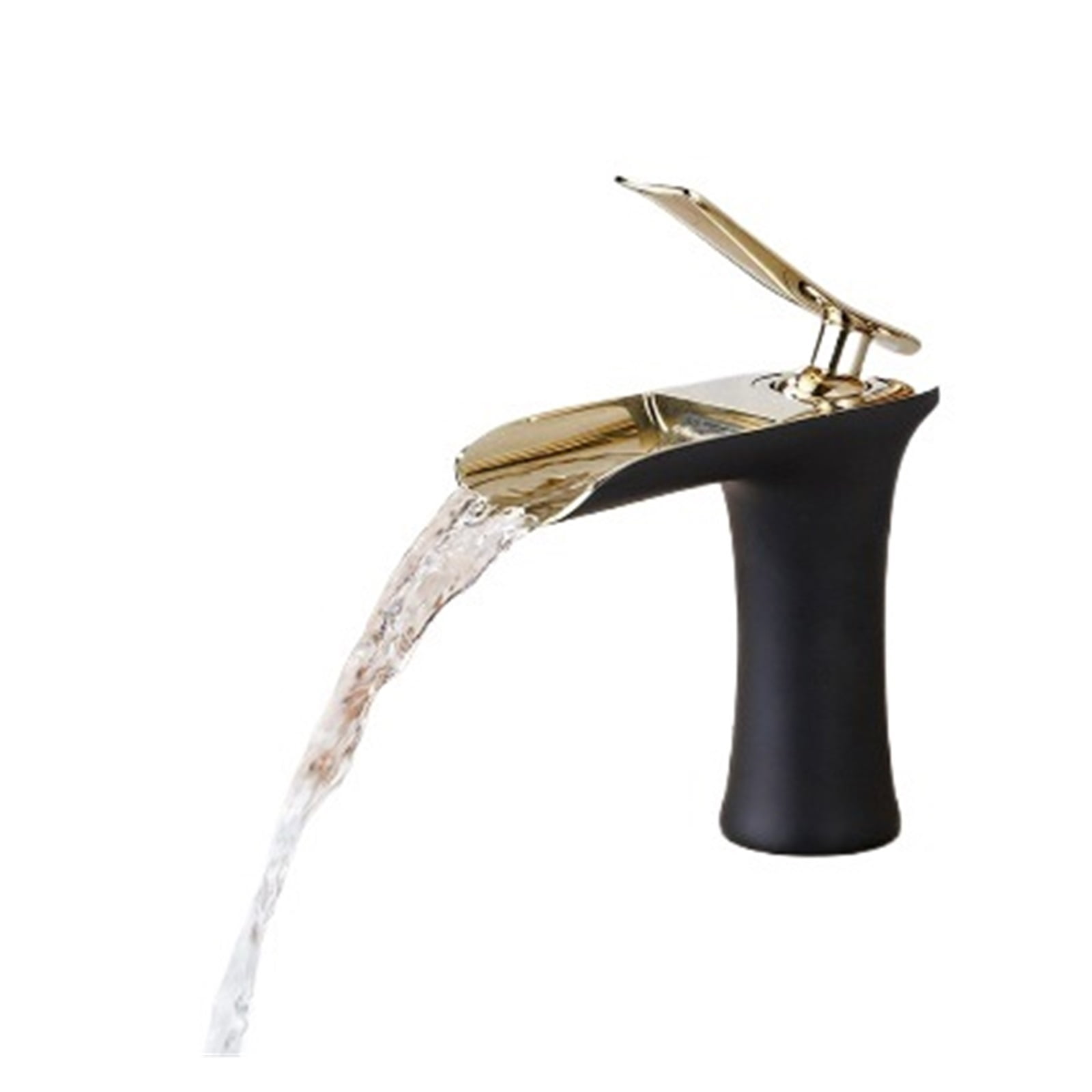 Waterfall Bathroom Basin Sink Faucets, Hot Cold Tap Deck Mounted Water Mixer Tap, Brass Chrome Vanity Single Handle Sink Tap - Modern Design