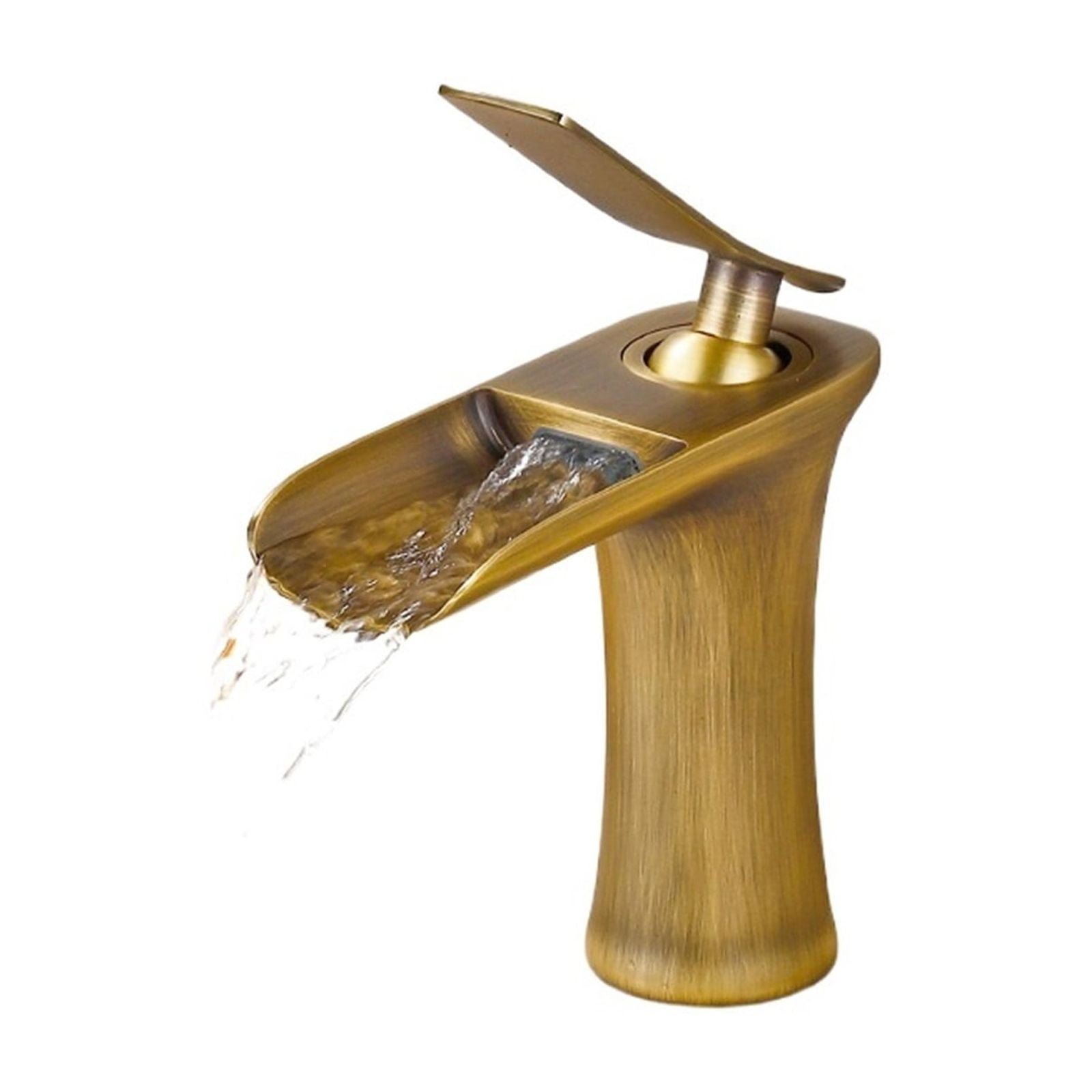 Waterfall Bathroom Basin Sink Faucets, Hot Cold Tap Deck Mounted Water Mixer Tap, Brass Chrome Vanity Single Handle Sink Tap - Modern Design