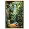 thumbnail image 1 of Waterfall Bathroom Canvas Jungle Bathroom Art by Art Remedy, Gold Frame, 30" x 45", 1 of 7