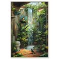 thumbnail image 1 of Waterfall Bathroom Canvas Jungle Bathroom Art by Art Remedy, Silver Frame, 16" x 24", 1 of 7