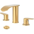 thumbnail image 1 of Waterfall Bathroom Faucet 3 Holes 8Inch Widespread Bathroom Sink Faucet, Gold Bathroom Faucet Two Handles Lavatory Vanity Sink Faucets with Pop-up Drain & Supply Hoses, Modern Faucet Mixer Taps, 1 of 16