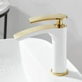 thumbnail image 1 of Waterfall Bathroom Faucet, Brass Faucet Bathroom, Hot and Cold Water Mixer Tap, Single Handle Waterfall Bathroom Sink Faucets White Gold, Short, 1 of 7
