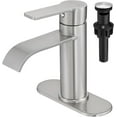 thumbnail image 1 of Waterfall Bathroom Faucet Brushed Nickel, Single Handle 1 or 3 Hole Modern Sink Faucet with Deck Plate & Pop-Up Drain, Vanity Washbasin Tap, 1 of 7