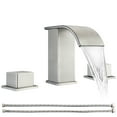 thumbnail image 1 of Waterfall Bathroom Faucet Brushed Nickel - Widespread 2 Handle 8 Inch 3 Hole Bathroom Sink Faucet, Basin Faucet Mixer Taps with cUPC Faucet Supply Line Hoses for Bathroom Restroom Vanity Lavatory, 1 of 9
