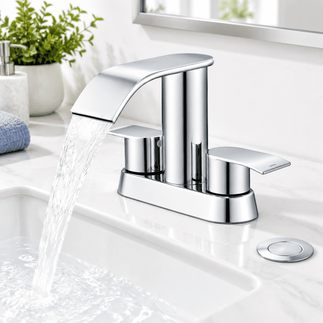 Waterfall Bathroom Faucet For Sink Chrome 4 Inch - Walmart.com